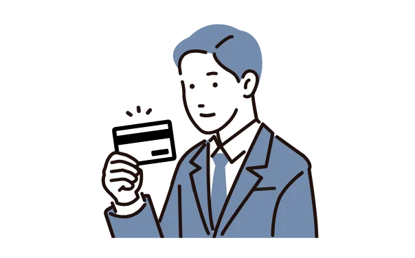 通帳を持つ人物のイラスト